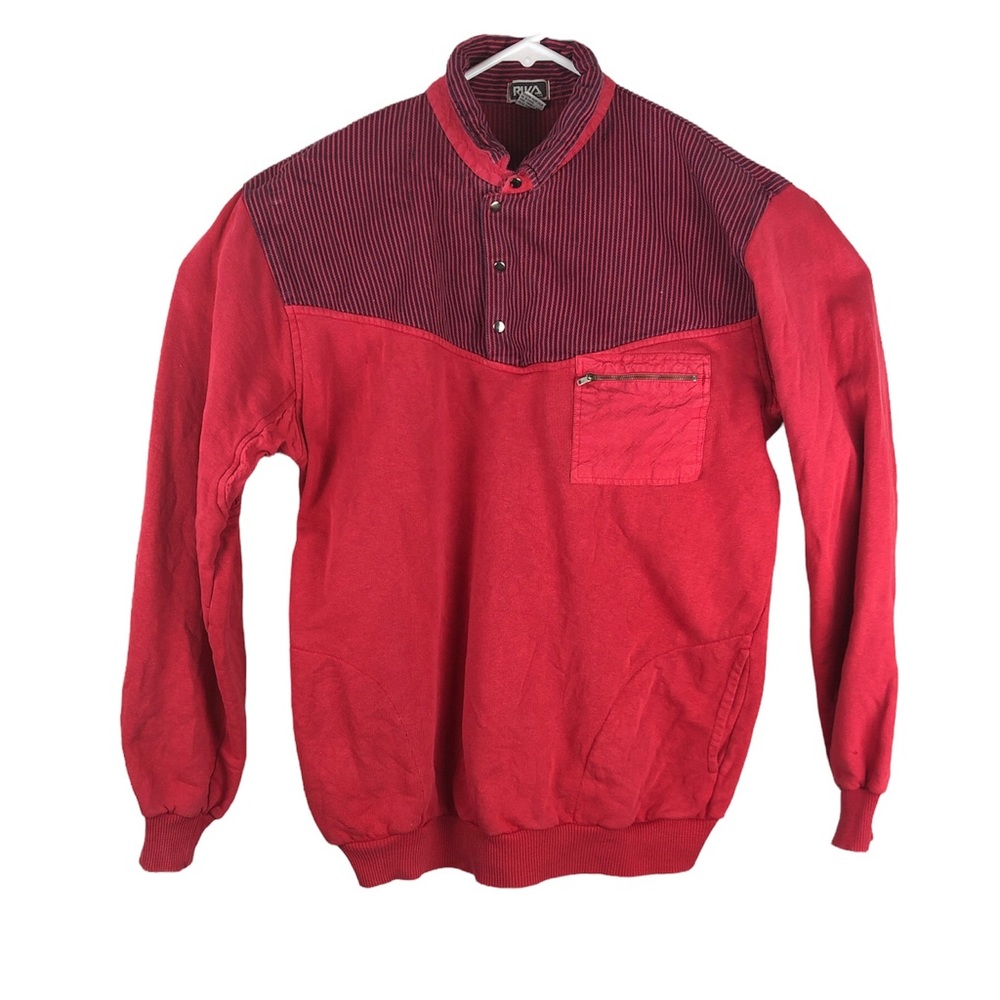 RIVA Vintage 80s 90s Polo Sweatshirt Mens Large Collared Pocket Stripe Stranger